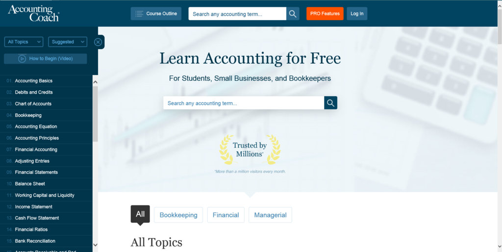 Accounting Coach Main Screen