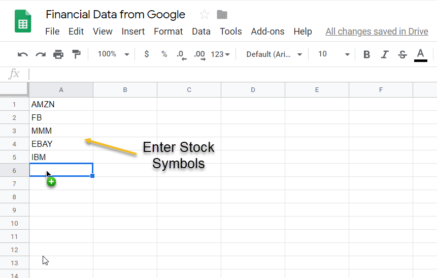 Step 1 - Enter Stock Symbols