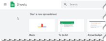 Main Screen for Google Sheets