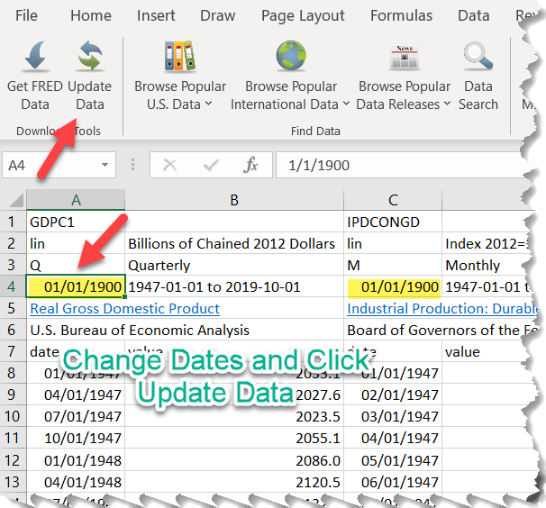 Change Dates Update Data