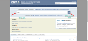 FRED Search Option Search for gdp
