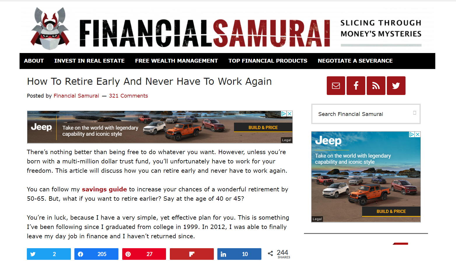 Financial Samurai How to Retire Early