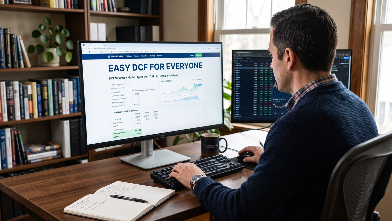 Man looking at his computer with an Easy DCF page.