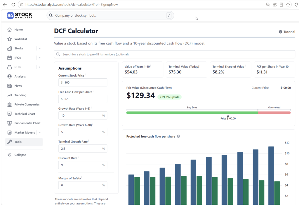 SA DCF Tool